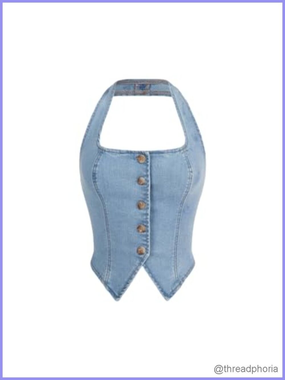 Y2K Denim Vest Halter Button Up Strapless Top Fitted Crop
